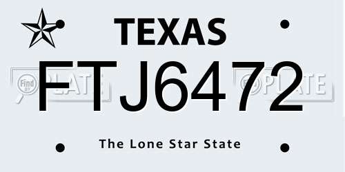 FTJ6472 Texas License Plate