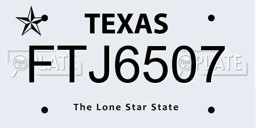 FTJ6507 Texas License Plate