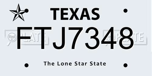 FTJ7348 Texas License Plate