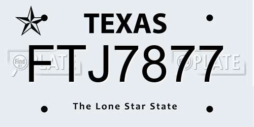 FTJ7877 Texas License Plate