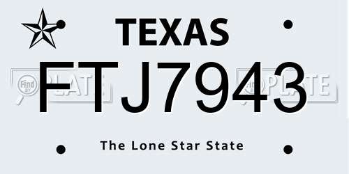 FTJ7943 Texas License Plate
