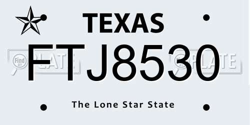 FTJ8530 Texas License Plate