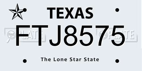FTJ8575 Texas License Plate