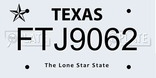 FTJ9062 Texas License Plate