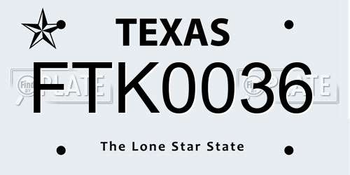 FTK0036 Texas License Plate