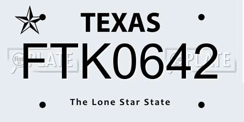 FTK0642 Texas License Plate