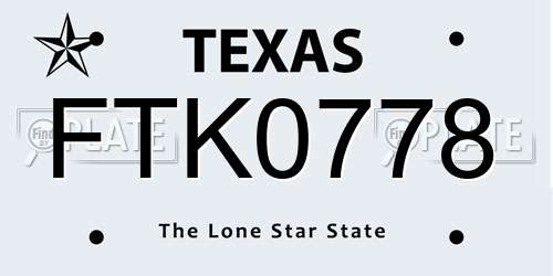 FTK0778 Texas License Plate