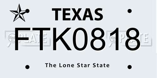 FTK0818 Texas License Plate