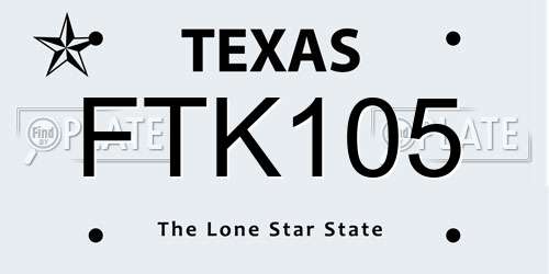 FTK105 Texas License Plate