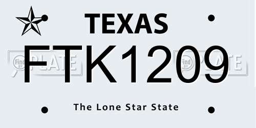 FTK1209 Texas License Plate
