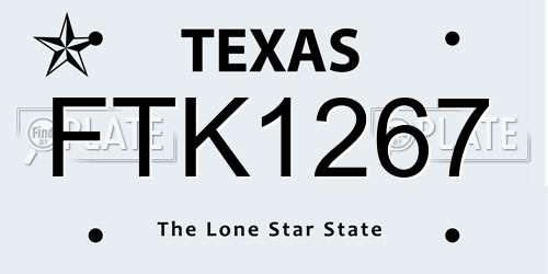 FTK1267 Texas License Plate