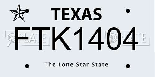 FTK1404 Texas License Plate