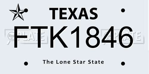 FTK1846 Texas License Plate