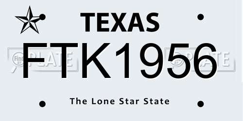 FTK1956 Texas License Plate