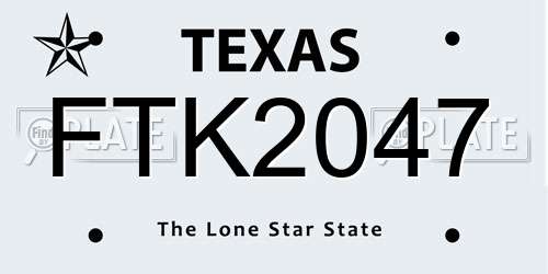 FTK2047 Texas License Plate