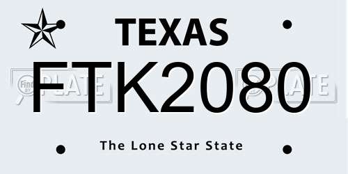 FTK2080 Texas License Plate