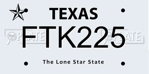 FTK225 Texas License Plate