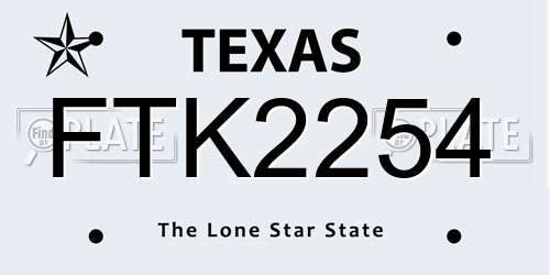 FTK2254 Texas License Plate