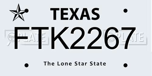 FTK2267 Texas License Plate