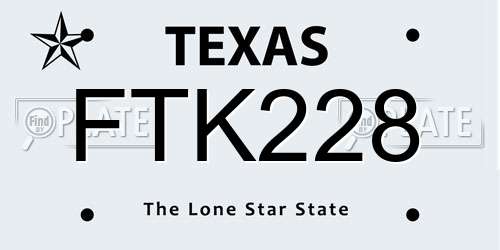 FTK228 Texas License Plate