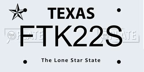 FTK22S Texas License Plate