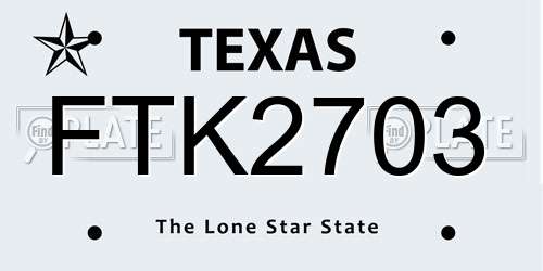 FTK2703 Texas License Plate