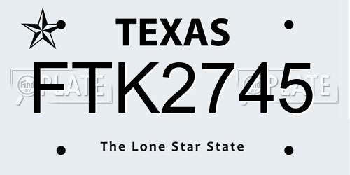 FTK2745 Texas License Plate