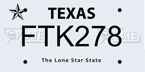 FTK278 Texas License Plate