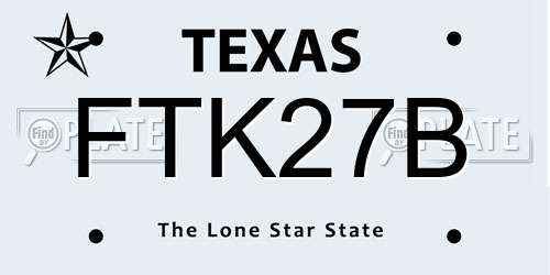 FTK27B Texas License Plate
