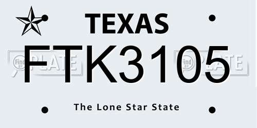 FTK3105 Texas License Plate