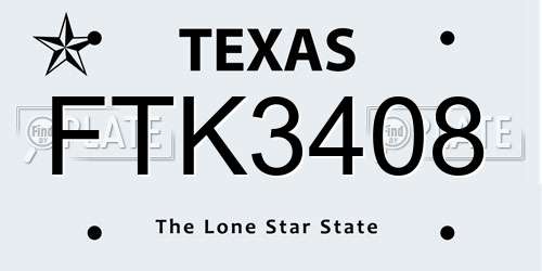 FTK3408 Texas License Plate