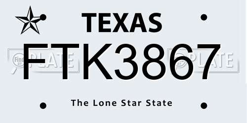 FTK3867 Texas License Plate
