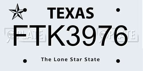 FTK3976 Texas License Plate