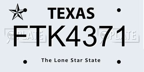 FTK4371 Texas License Plate