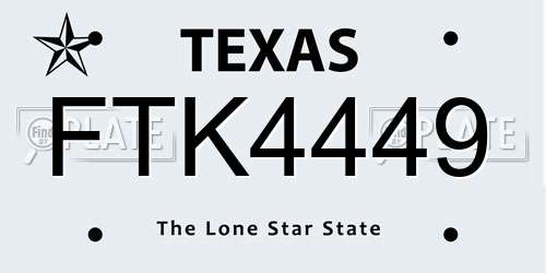 FTK4449 Texas License Plate