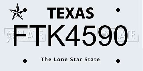 FTK4590 Texas License Plate