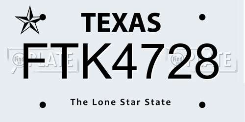 FTK4728 Texas License Plate