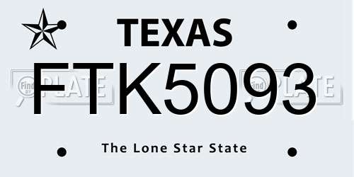 FTK5093 Texas License Plate