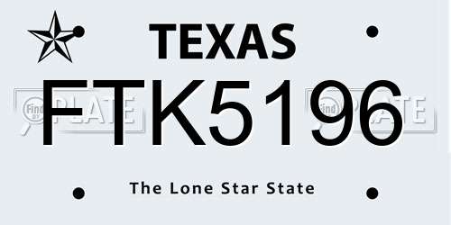 FTK5196 Texas License Plate