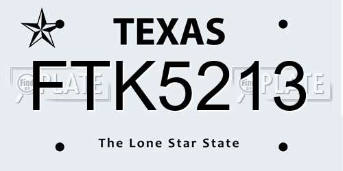 FTK5213 Texas License Plate
