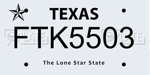 FTK5503 Texas License Plate
