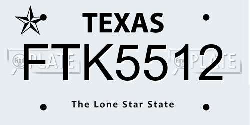 FTK5512 Texas License Plate