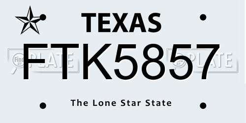 FTK5857 Texas License Plate