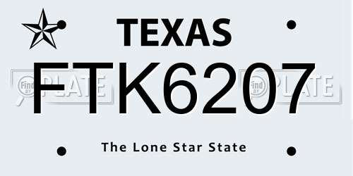 FTK6207 Texas License Plate