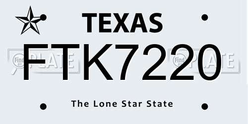 FTK7220 Texas License Plate