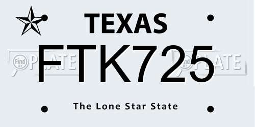 FTK725 Texas License Plate