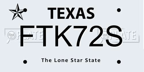 FTK72S Texas License Plate