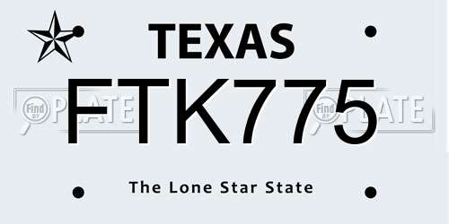 FTK775 Texas License Plate