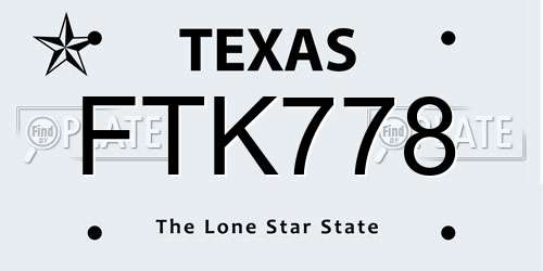 FTK778 Texas License Plate