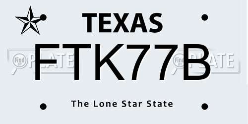 FTK77B Texas License Plate